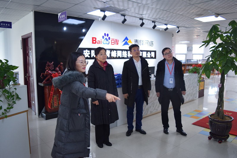 中共河南省委網(wǎng)信辦社評(píng)處處長李麗同志，中共安陽市委網(wǎng)信辦副主任、市互聯(lián)網(wǎng)行業(yè)黨委書記王曉萌同志蒞臨安陽青峰網(wǎng)絡(luò)參觀指導(dǎo)！